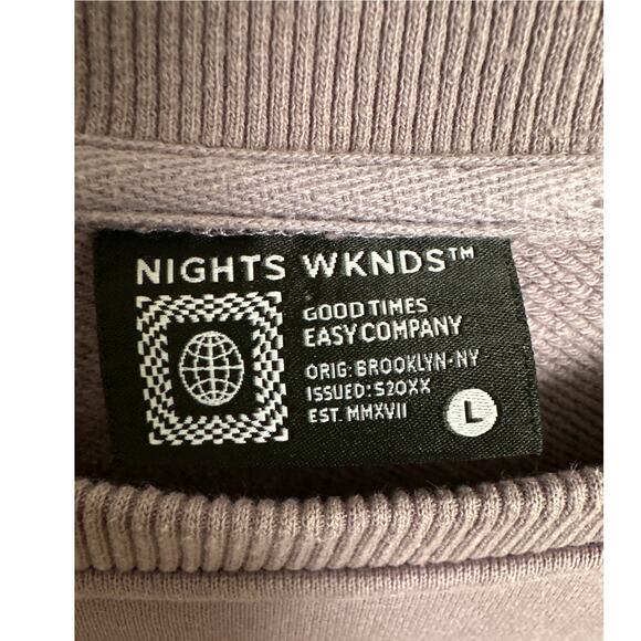 Nights Wknds Logo Sweatshirt Lavender Light Purple Large - Picture 2 of 6